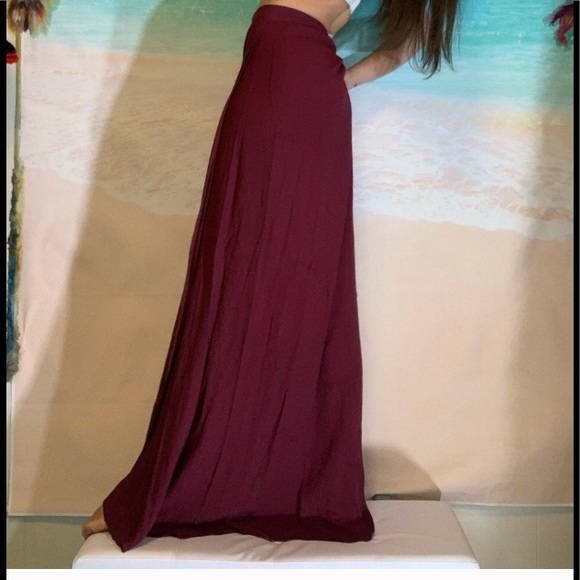 Olivaceous burgundy faux wrap maxi Skirt - Picture 3 of 8